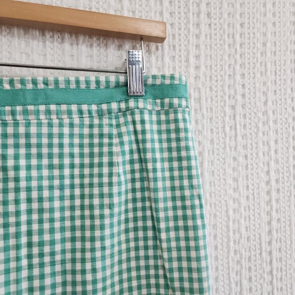 Boden Green White Gingham Lined Pencil Skirt Women's Size 10R - Picture 5 of 14